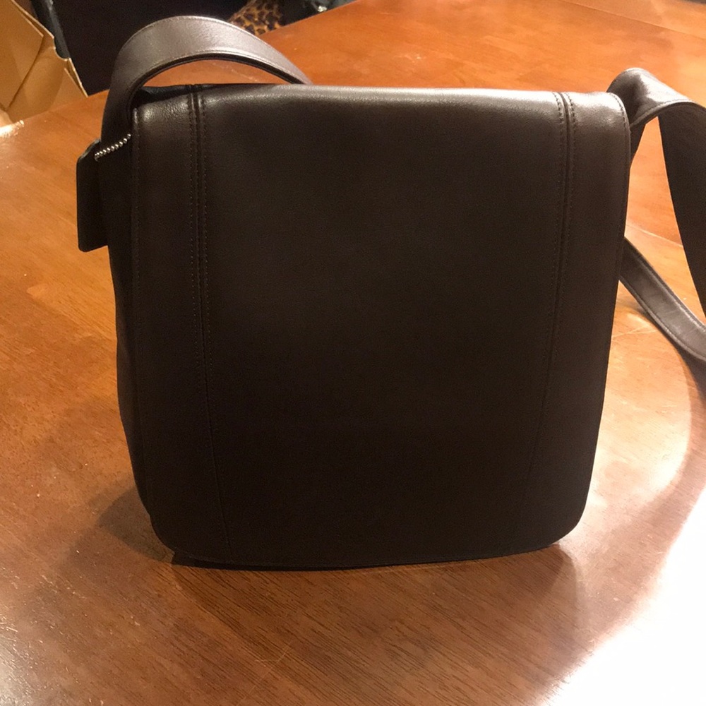 Brown leather cross body Coach bag